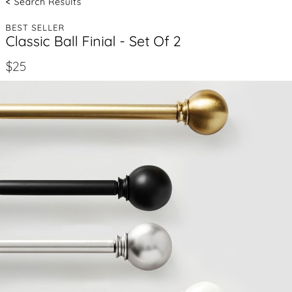 Pottery Barn Kids Round Finials Set of Two Gold color
